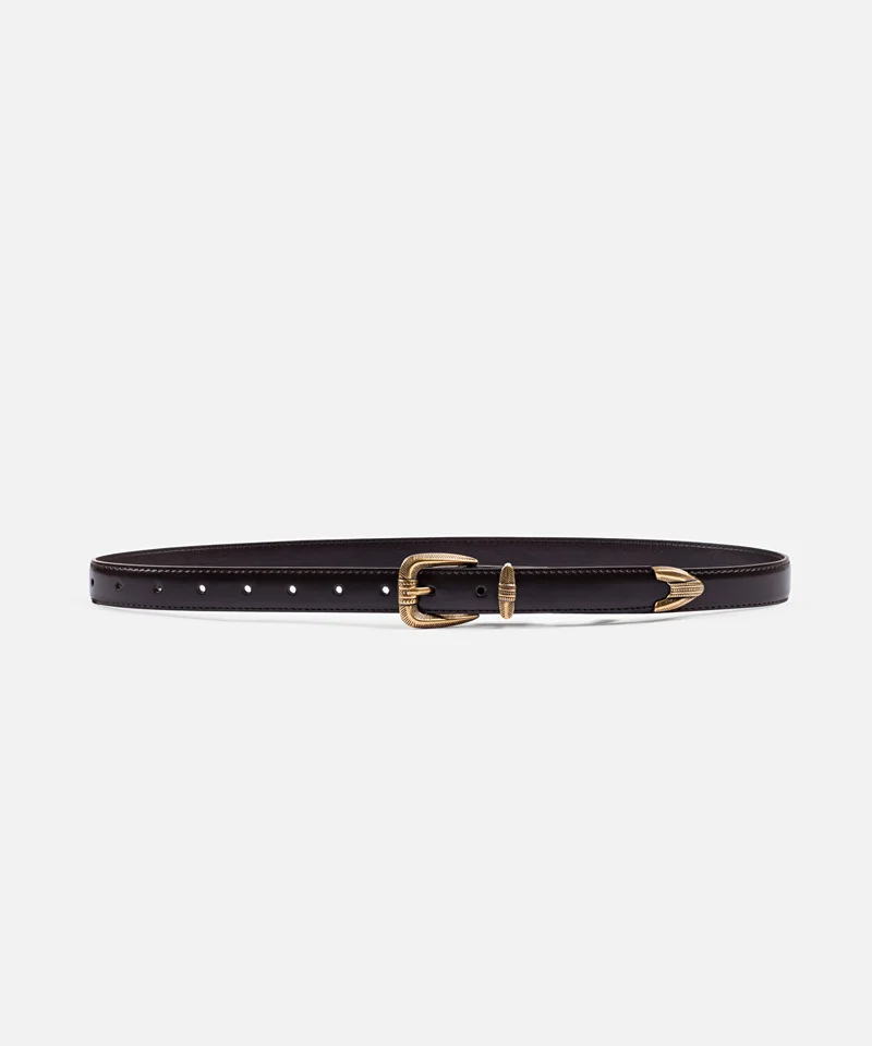 Ipekyol Leather Effect Belt with Textured Buckle